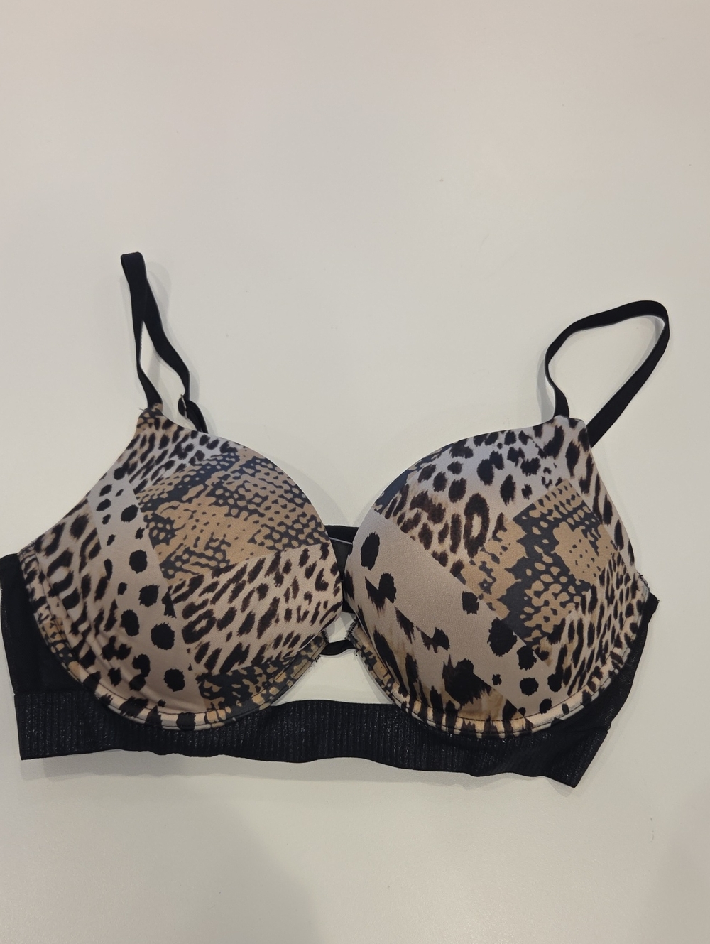 Victoria's Secret Leopard Print Push-Up Bra - Beige & Black